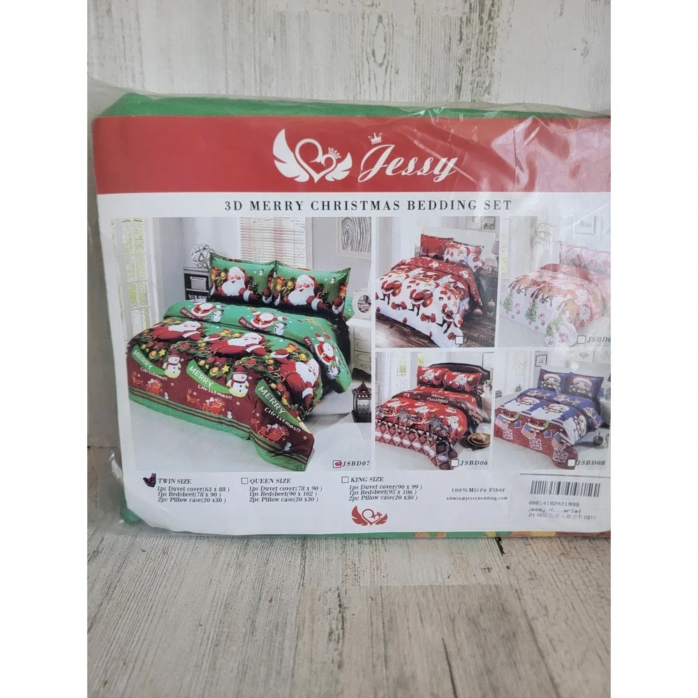 vintage Jessy 3D‎ twin size Merry Christmas bedding set Santa Claus Snowman